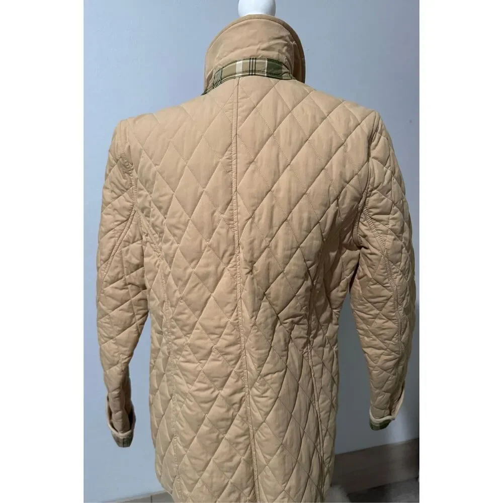 L.L. Bean quilted tan chore plaid lining Thermore jacket button front M - Picture 7 of 11